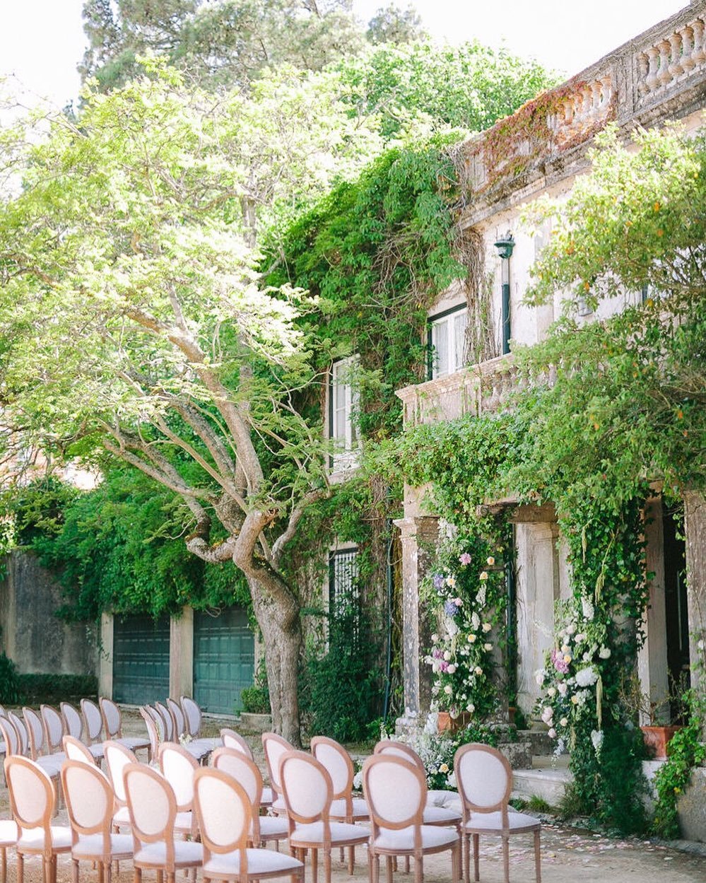 Ceremony seating in the garden