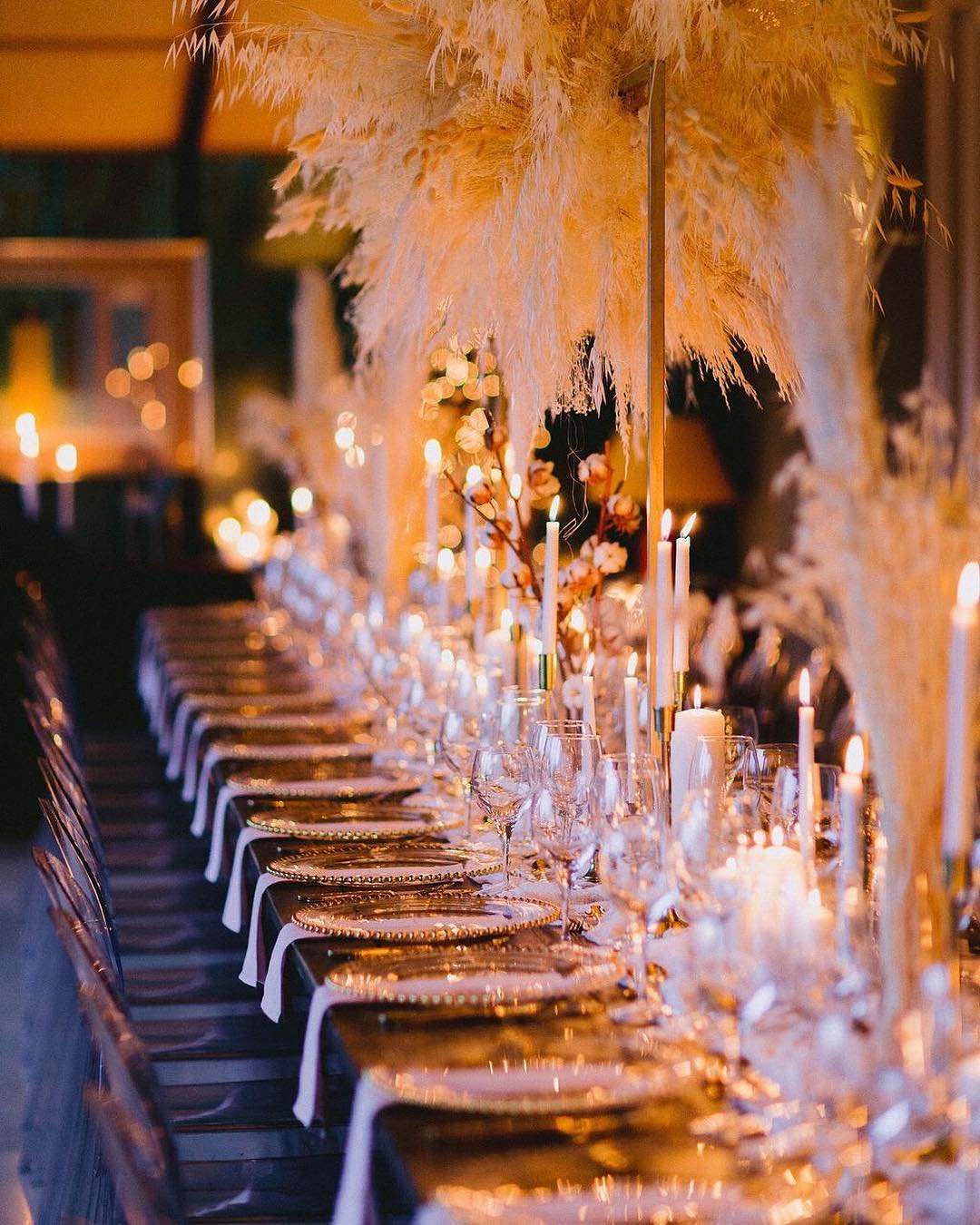 Candlelit dinner table